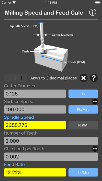 Image 0 for Milling Speed and Feed Ca…