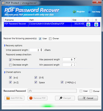 Image 0 for PDF Password Recover