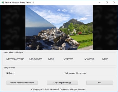 Restore Windows Photo Viewer to Windows 10