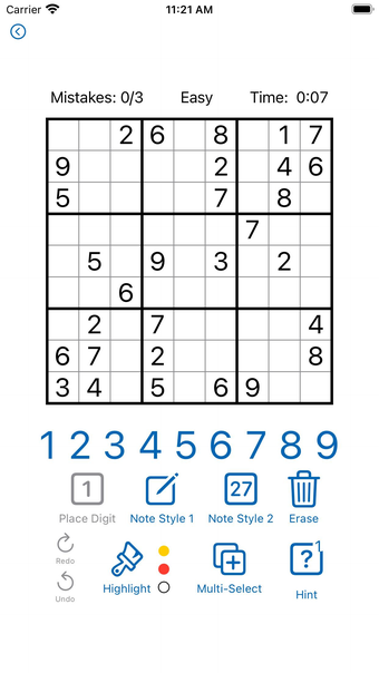 Image 0 for 1 Sudoku Puzzle Game